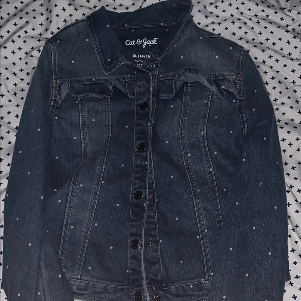 Cat & Jack polkadotted denim jacket